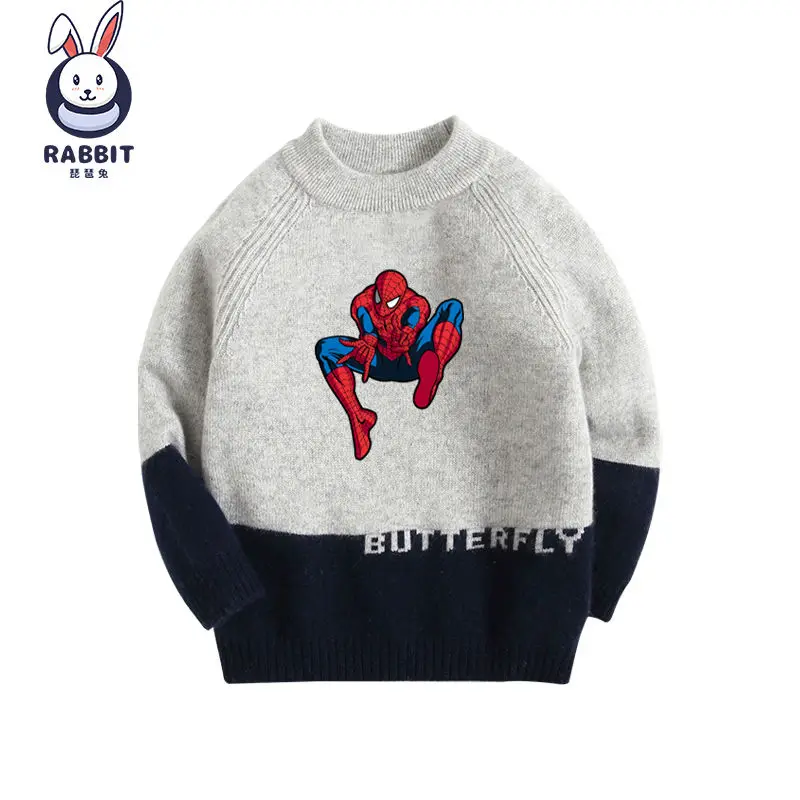 

Superhero Spider-Man peripheral movie children's sweater autumn and winter knitted fir pullover wool warm clothes for boys