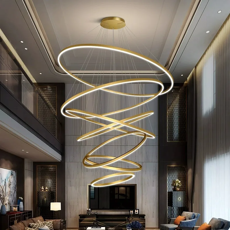 Duplex building chandelier, empty living room chandelier, villa stair light, light luxury, high floor, middle floor hall chandel
