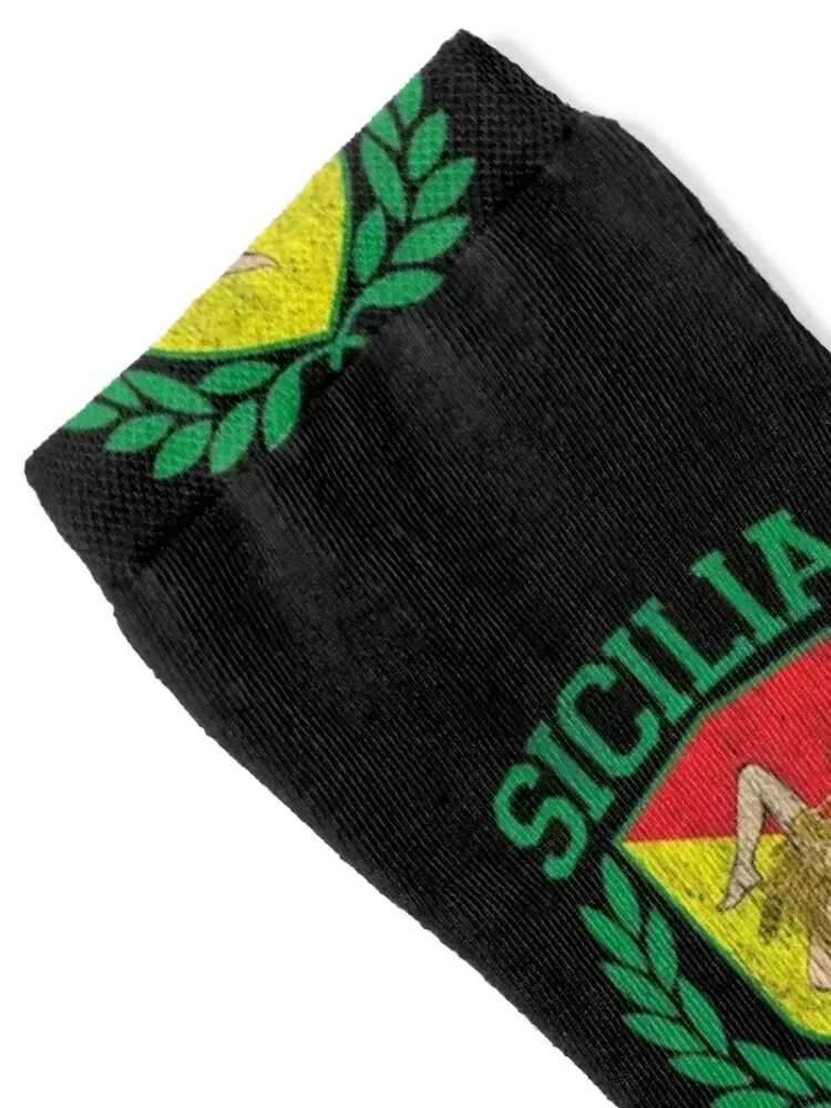 SICILY - Sicilia Flag and Shield Trinacria - Sicilian Flag Socks cycling heated compression Women's Socks Men's