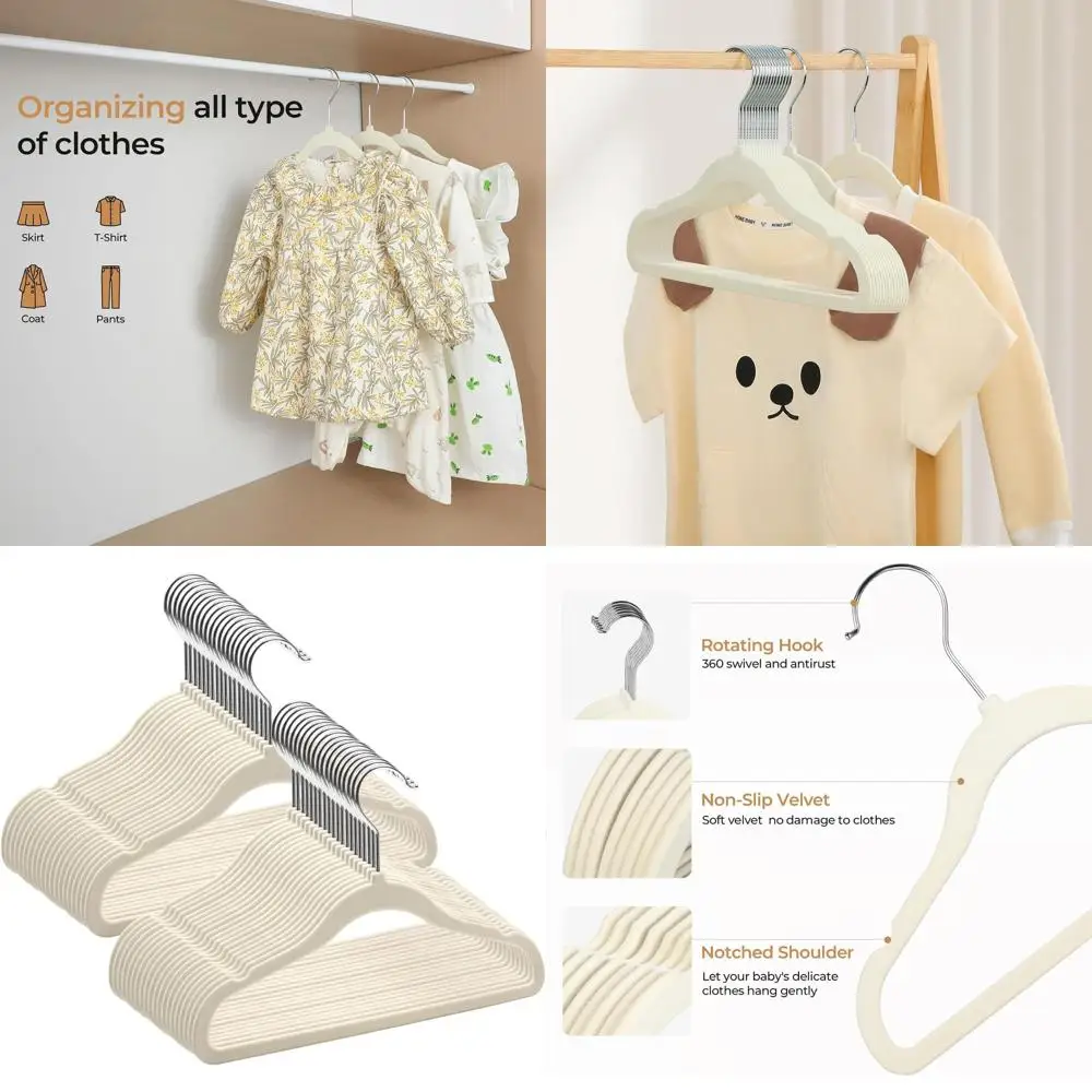 

100 Pack Kids Velvet Non-Slip Felt Hangers for Toddlers and Children