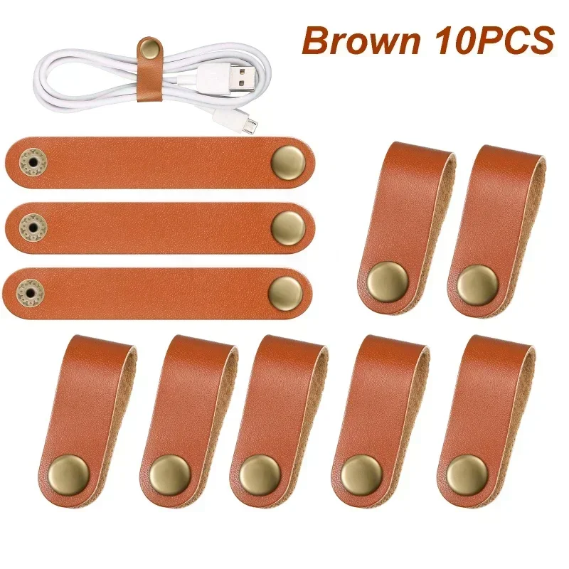 2026 new top quality leather cable straps cord organizer adjustable cable ties wrap management for usb headphone wires
