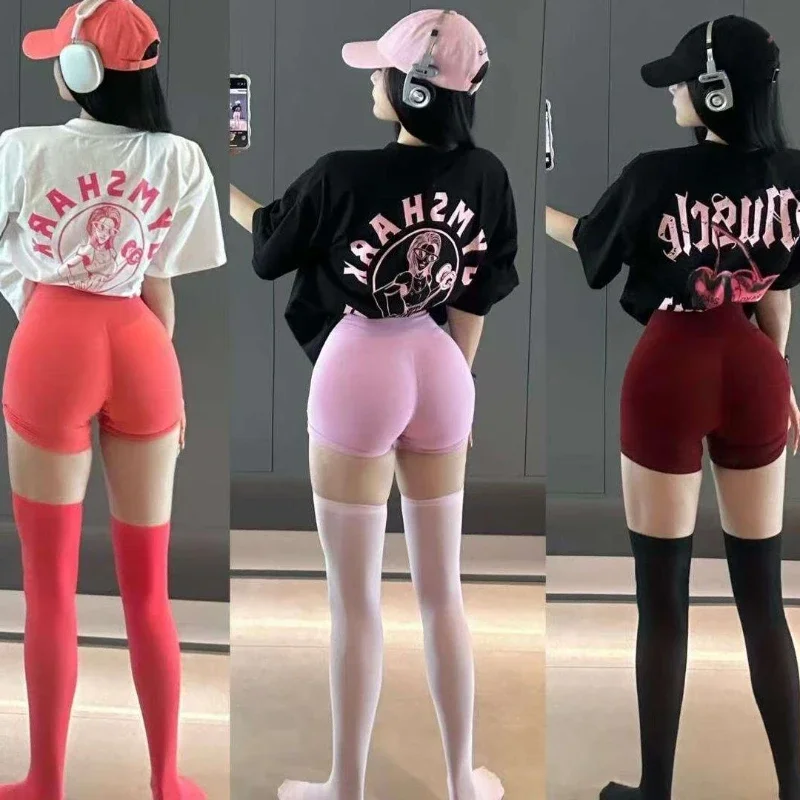 

The 2025 bestseller pure cotton new fitness T-shirt with a sporty short-sleeved latte top is loose and sporty graphic t shirts