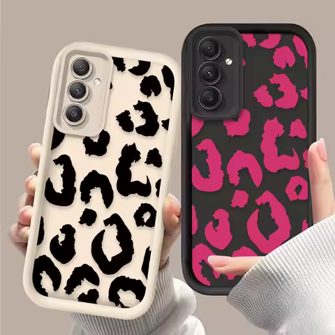Black Leopard Print Silicone Case for Samsung Galaxy A55 A35 A24 A25 A15 A16 A06 A05 A05S A13 A23 A12 A22 A32 A52 A71 A51 4G