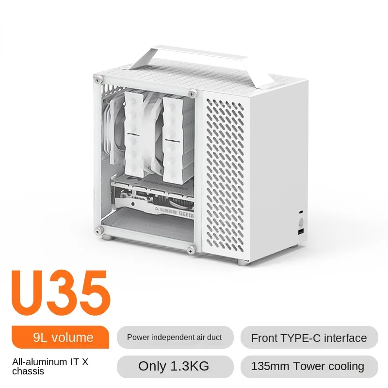 U35 Chassis ITX Portable Side Transparent Desktop Computer SFX Power Supply Mini Full Aluminum Case Non-K66