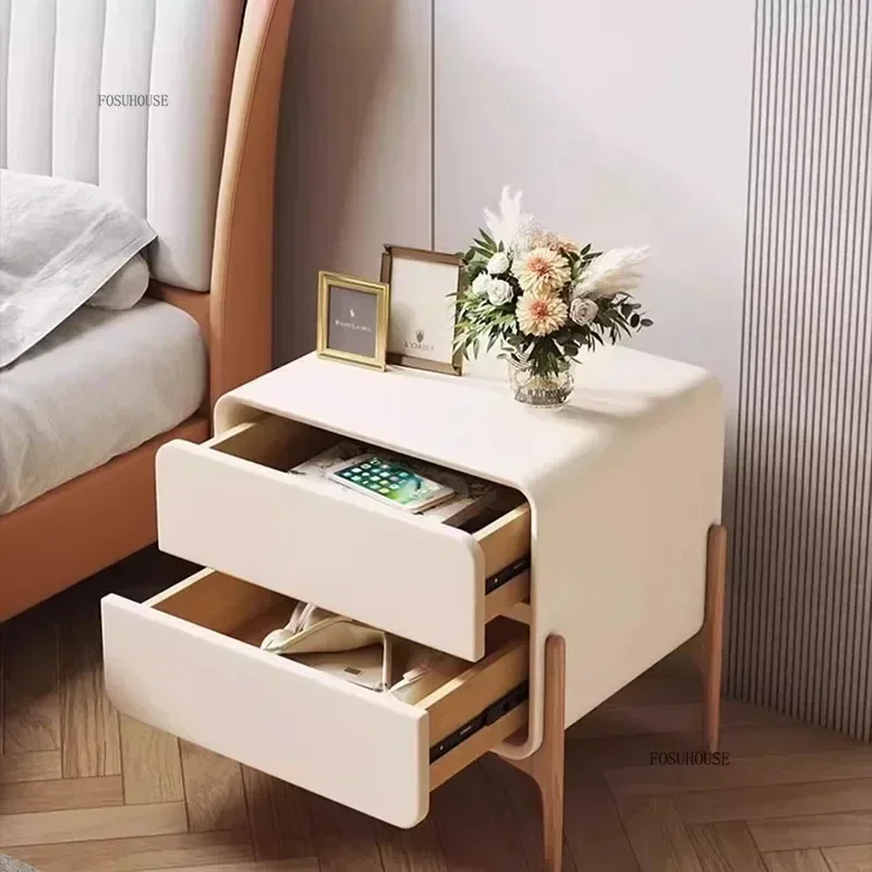 

Nordic Luxury Night Table Trendy Drawer Minimalist Storage Nightstand Modern Bedroom Home Furniture Wooden Bedside Cabinet T