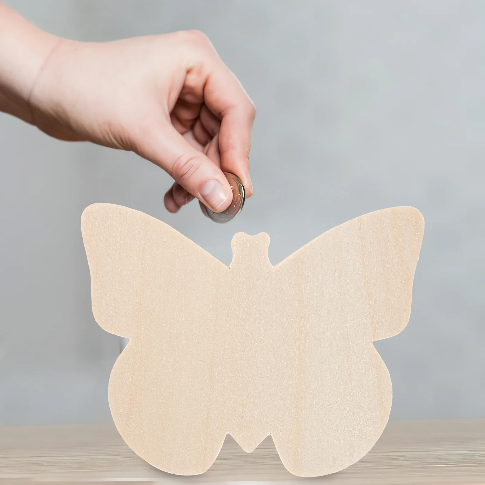 Tirelire en bois papillon, 2 pièces, boîte d'épargne inachevée, porte-monnaie décoratif, mallette de rangement de pièces de monnaie pour enfants, artisanat de bureau à domicile