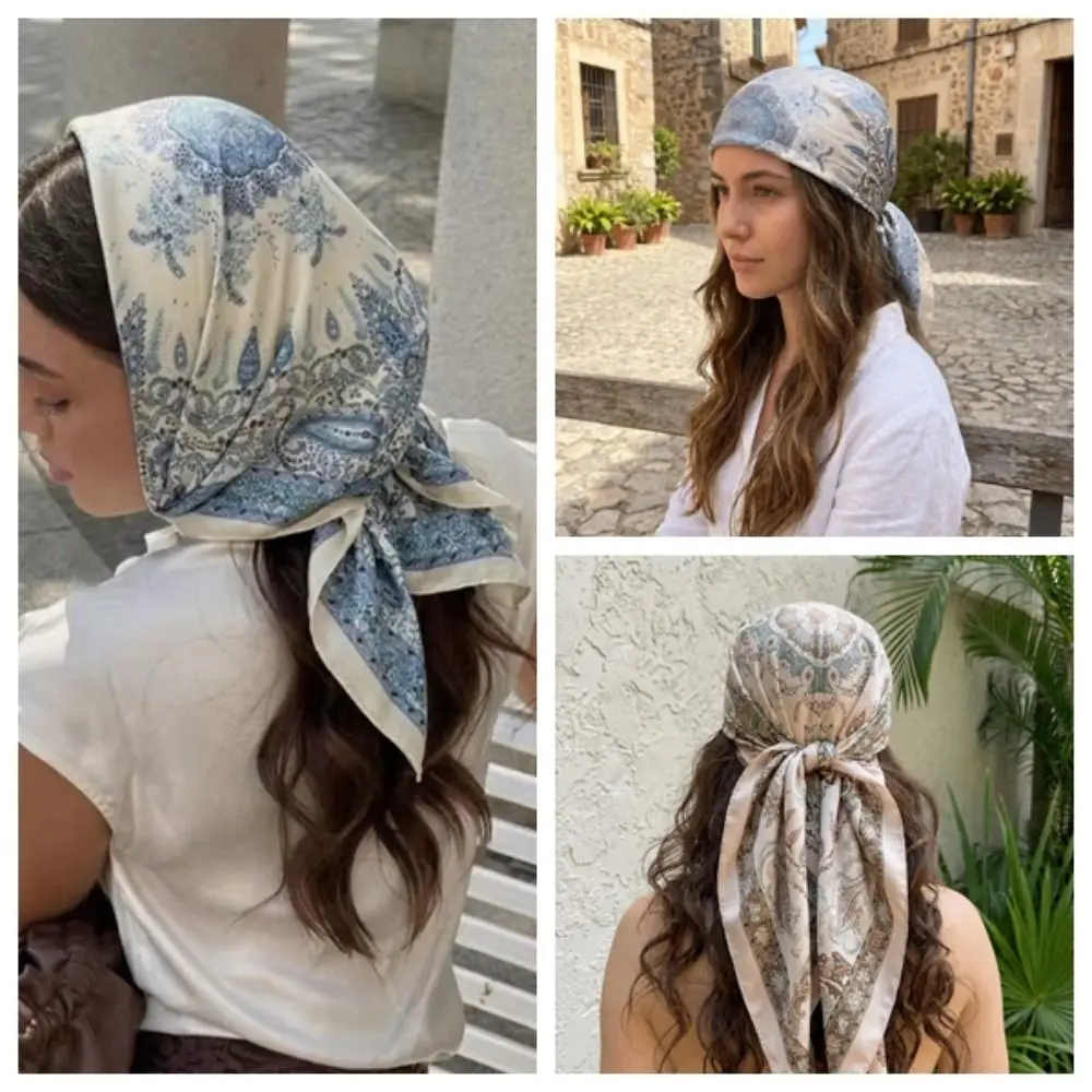 

Elegant Geometric Shape Print Scarf Hip Hop Spicy Girls Silk Scarf Headband Korean Style Small Square Scarf Outdoor