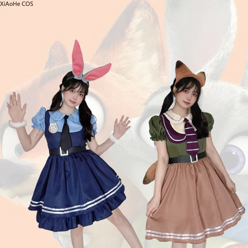 

Cosplay Anime Judy Hopps Dress Cartoon Joint Style Dress Cosplay Maid Rabbit Cloth Zootopia Judy Cosplay Dress for Women