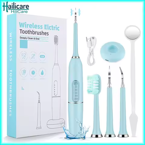 Wireless Ultrasonic Electric Sonic Dental Scaler Stain Tartar Calculus Remover Teeth Whitening Cleaning 5 Modes Waterproof Oral
