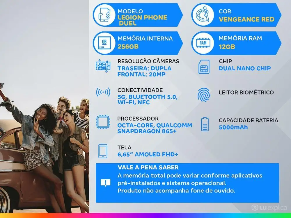 Smartphone Lenovo Legion Phone Duel 256GB - Vengeance Red 5G 12GB RAM 6,65 ”Camera. Double #2