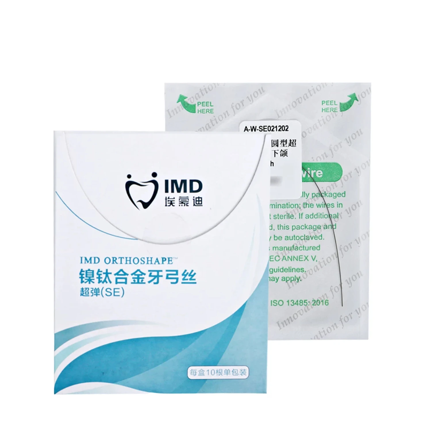 50pcs IMD Nickel Titanium Orthodontic Archwires Ovoid Form Super Elastic round Wire for Dental Orthodontic Treatment Consumable