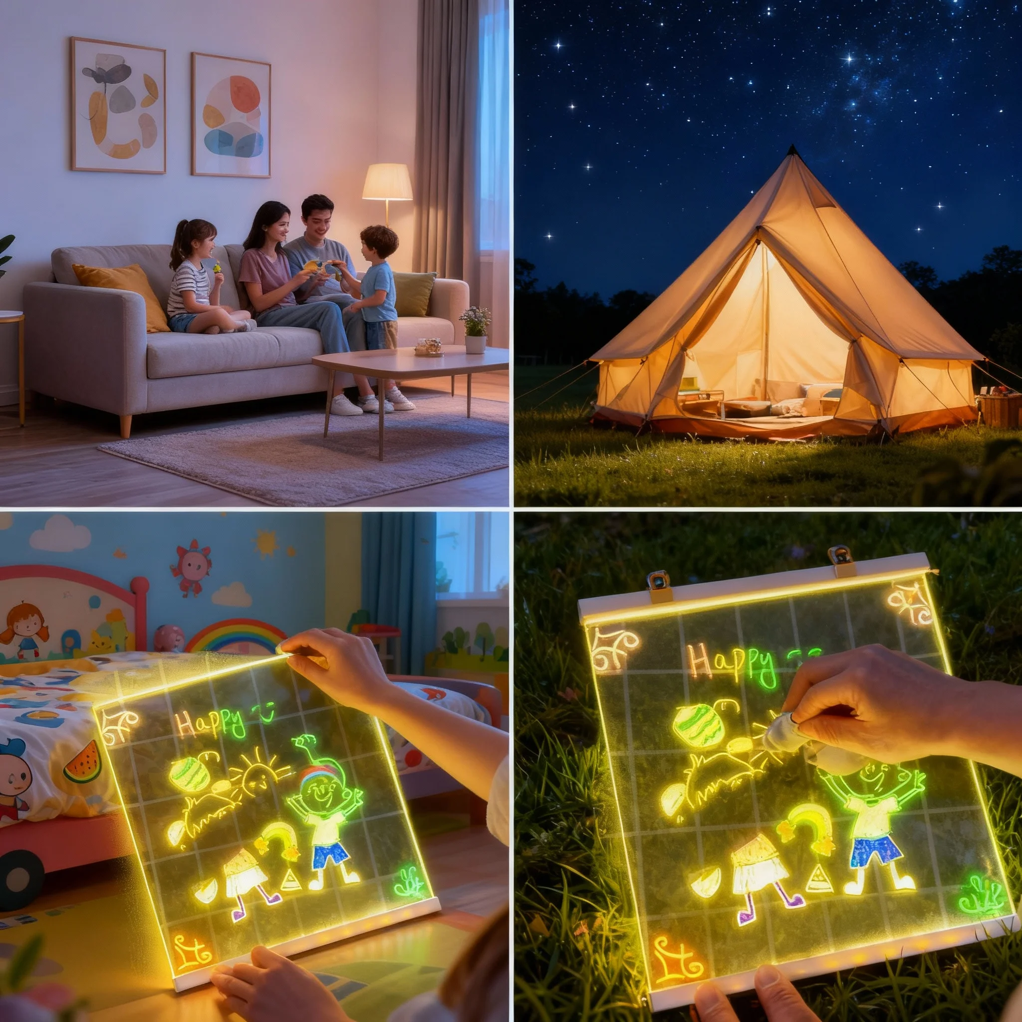 لوحة رسائل أكريليك مضيئة قابلة لإعادة الكتابة يمكنك صنعها بنفسك مصباح رسائل لوحة رسم متوهجة للأطفال مع 7 أقلام ملونة #2