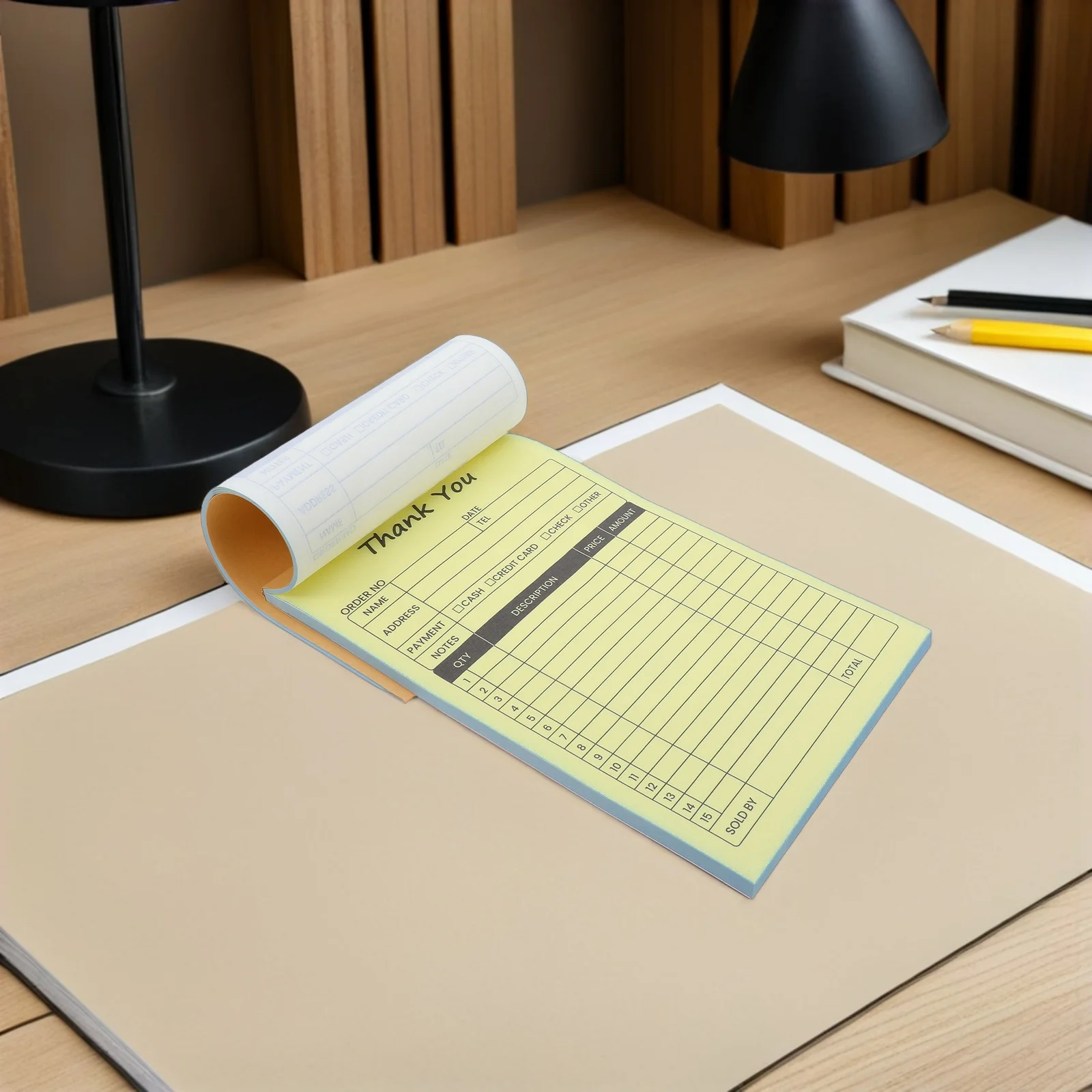 2Pcs Order Invoice Book 2-Part Carbon Copy Receipt Booklet for Restaurant Retail Order Management Smooth Writing Notation