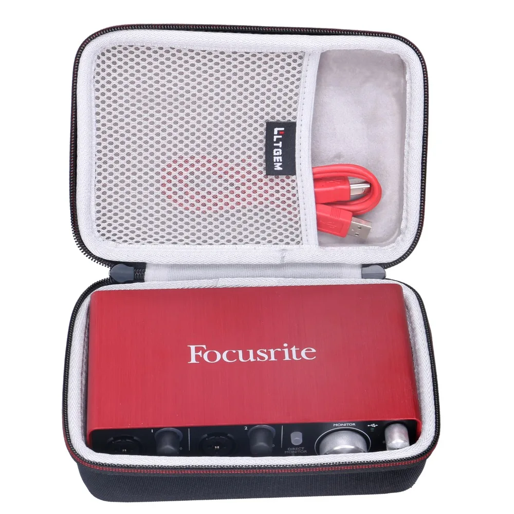 LTGEM EVA Hard Travel Case for Focusrite Scarlett Solo 2i2 (2nd Gen) USB Audio Interface