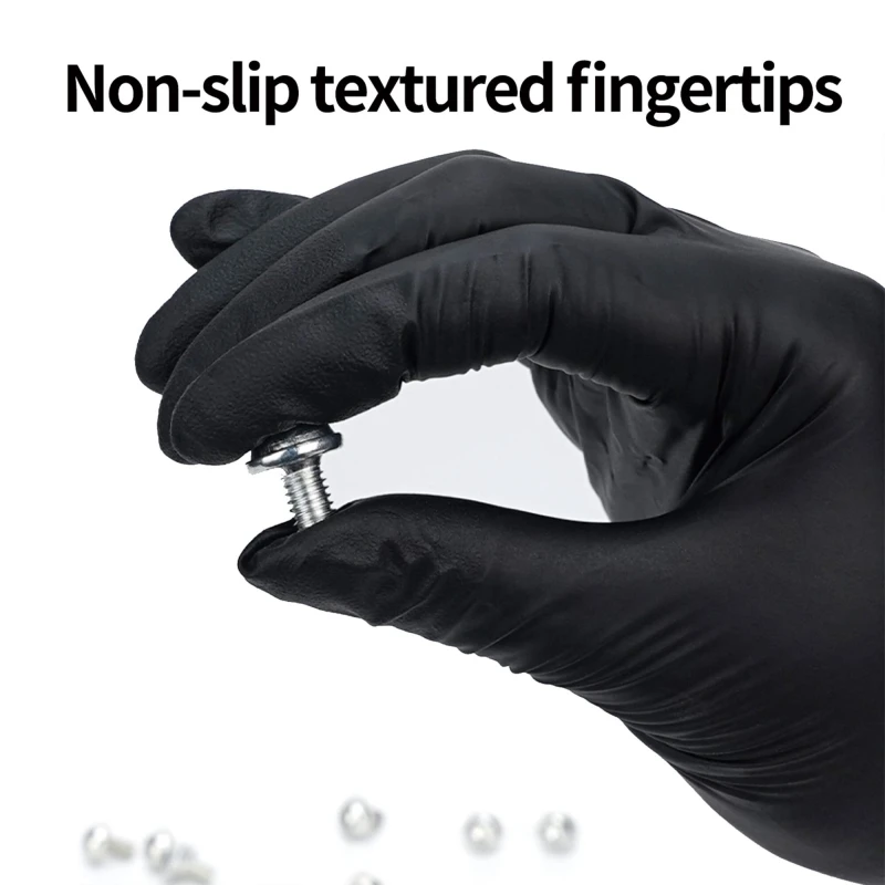 20/50/100PCS Black Nitrile Gloves Disposable Industrial Work Safety Gloves for Mechanic Auto Tattoo Kitchen Household Cleaning