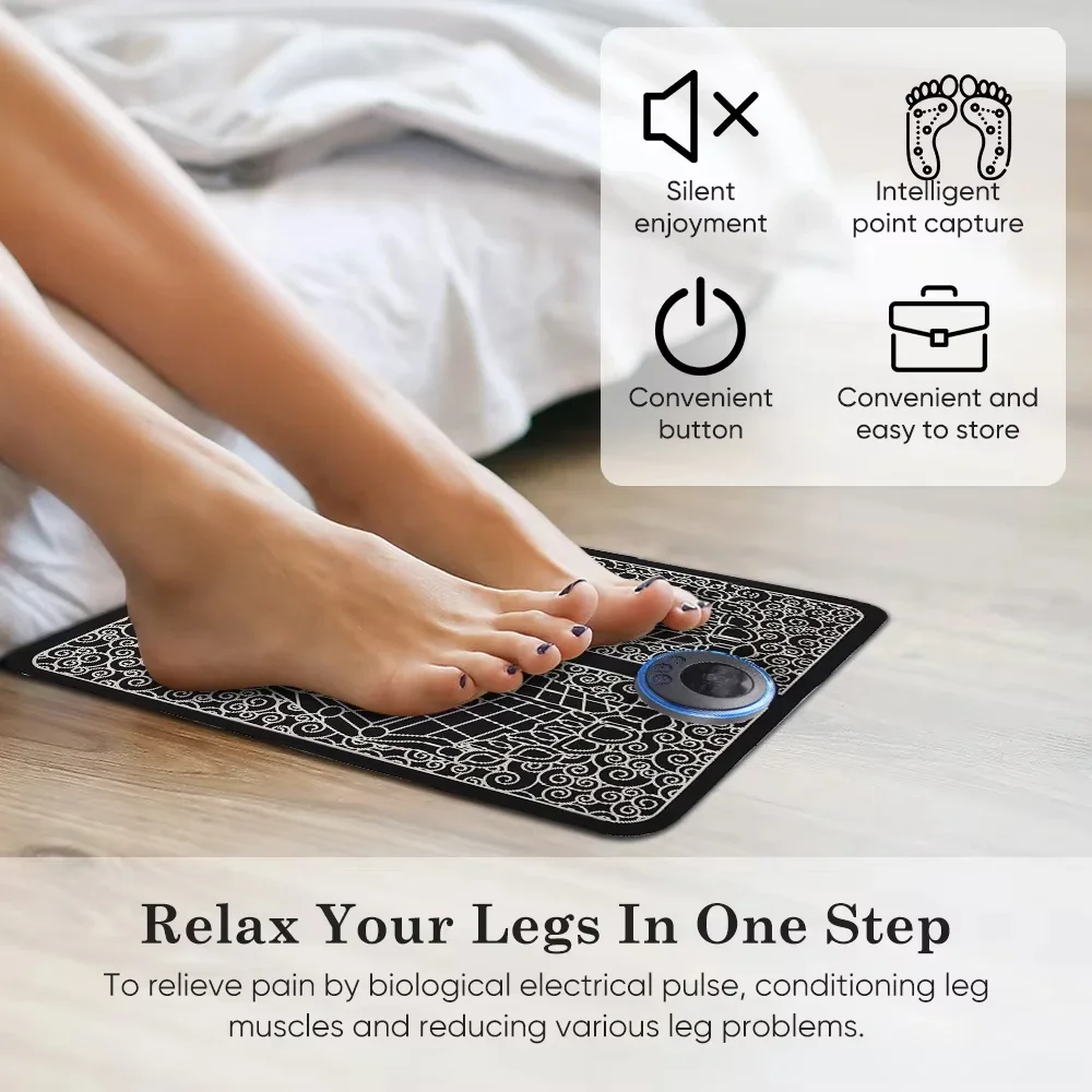 

EMS Foot Massager Pad Reflexology Foot Acupoint Massage Muscle Stimulation Improve Blood Circulation USB Rechargeable