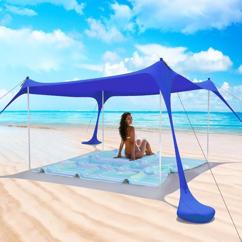 

Beach Tent Pop Up Shade Canopy Sun Shelter UPF50+ with 4 Stability Poles/Carry Bag/Ground Pegs/Sand Shovel/Windproof