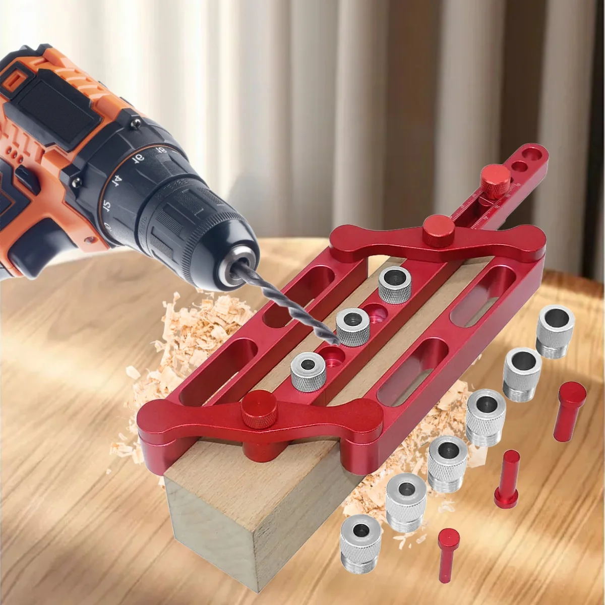 Woodworking Joinery Hole Drill Guide Self Centering Punching Locator Tool Positioner Locator for Metric Dowels 6/8/10mm Precise