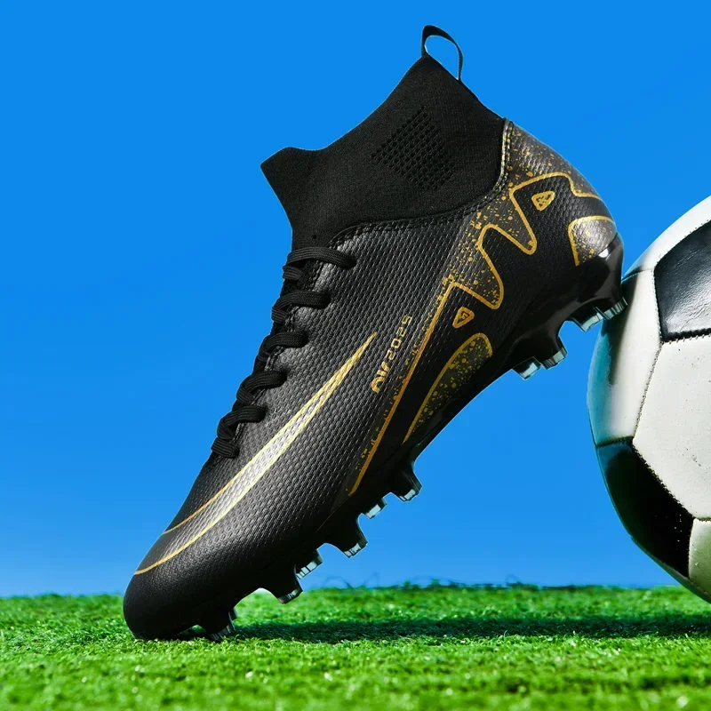 New Men\'s Football Boots Cleats Outdoor Sport Training Soccer Shoes Long Spikes FG/TF Boys Non Slip Match Futsal Comfortable