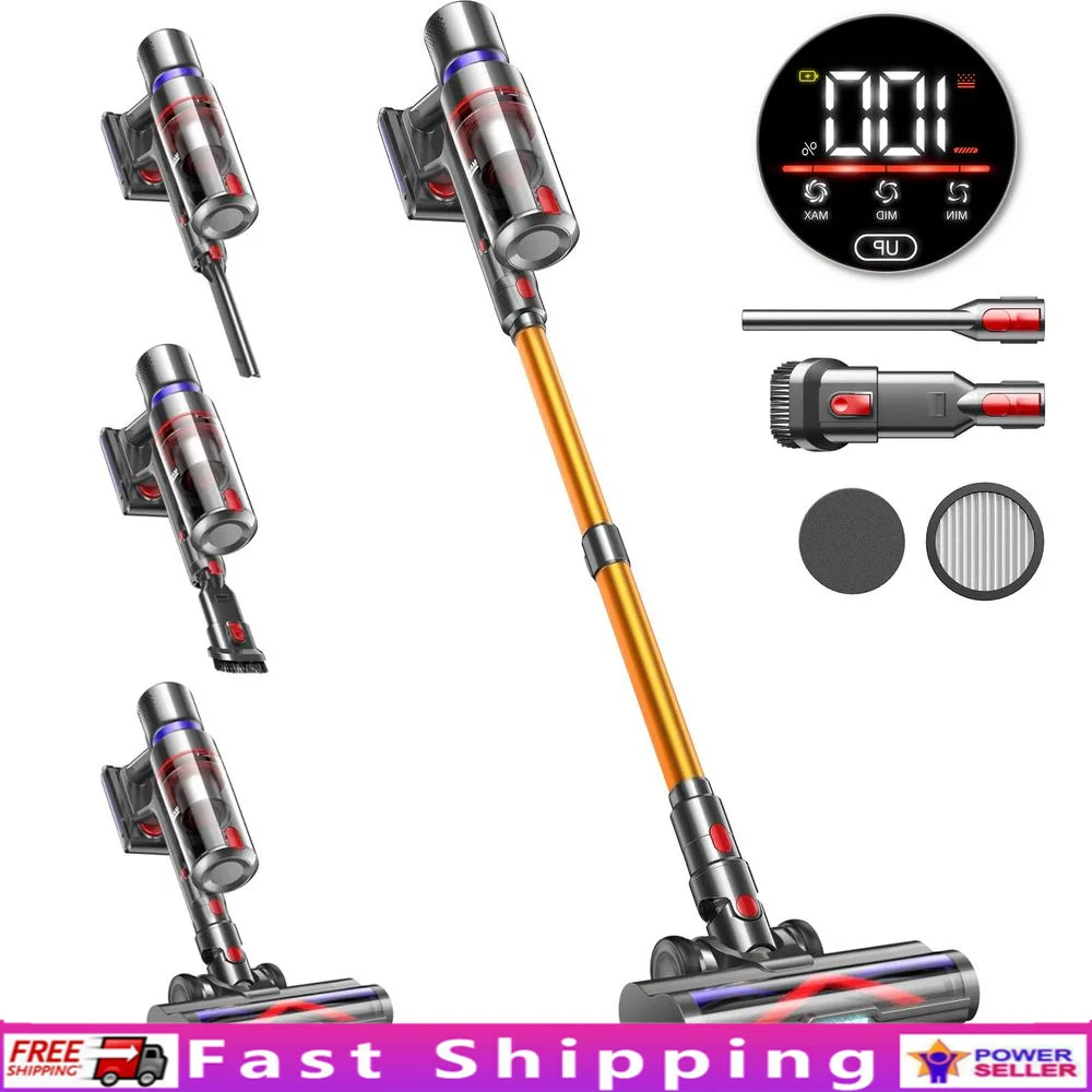 Cordless Vacuum Cleaner 45Kpa 550W 60Mins LED Touch Screen Stick Vacuum│1.6L Dust Cup HEPA Filter Wireless Vacuum Cleaner Kit