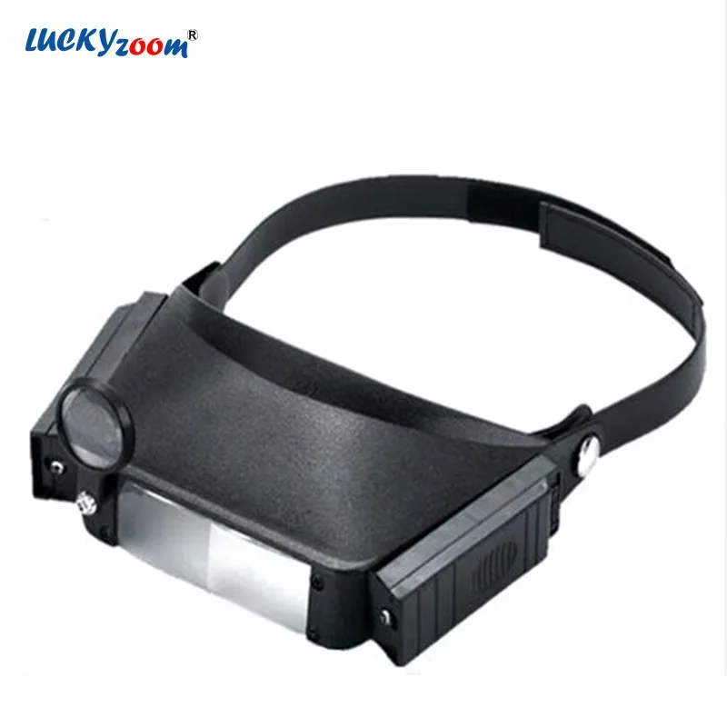 

Black 3X Eyewear Magnifying Glass Third Hand Illuminated Jewelry Loupe Headband LED Light Magnifier Watchmaker Lupa