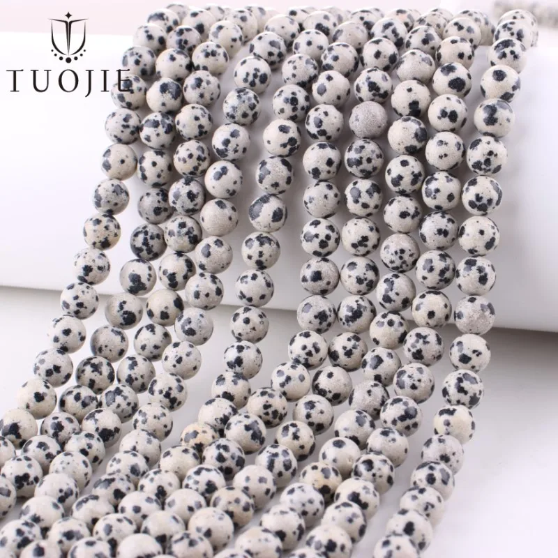 

6/8/10mm Natural Stone Round Loose Dalmatian Jasper Bead for Jewelry Making DIY Bracelet Accessories