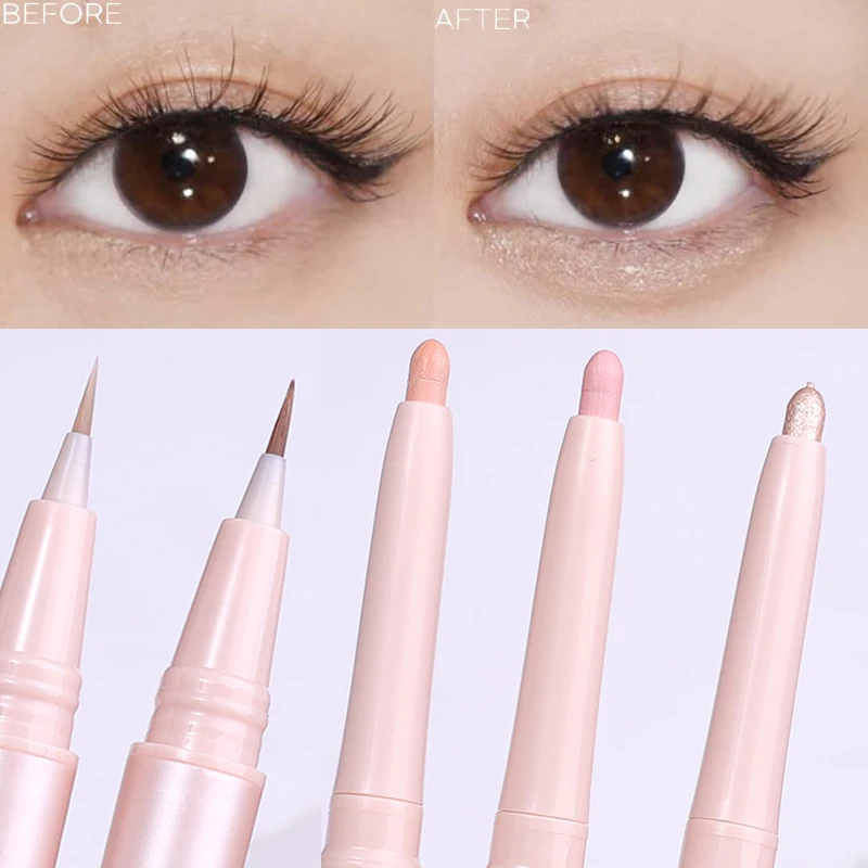 2 in 1 Matte Lying Silkworm Eyeliner Pen Waterproof Quick Drying No Smudge Eyelash Pen Eyeshadow Stick Lasting Eye Makeup Tool