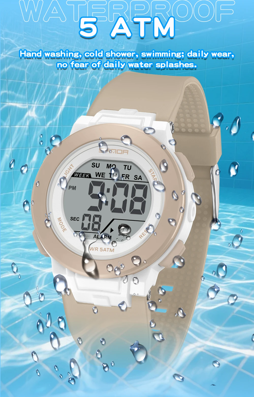 SANDA New 6383 Multifunctional Color Light Watch for High School Students' Sports, Men's and Women's Electronic Watches