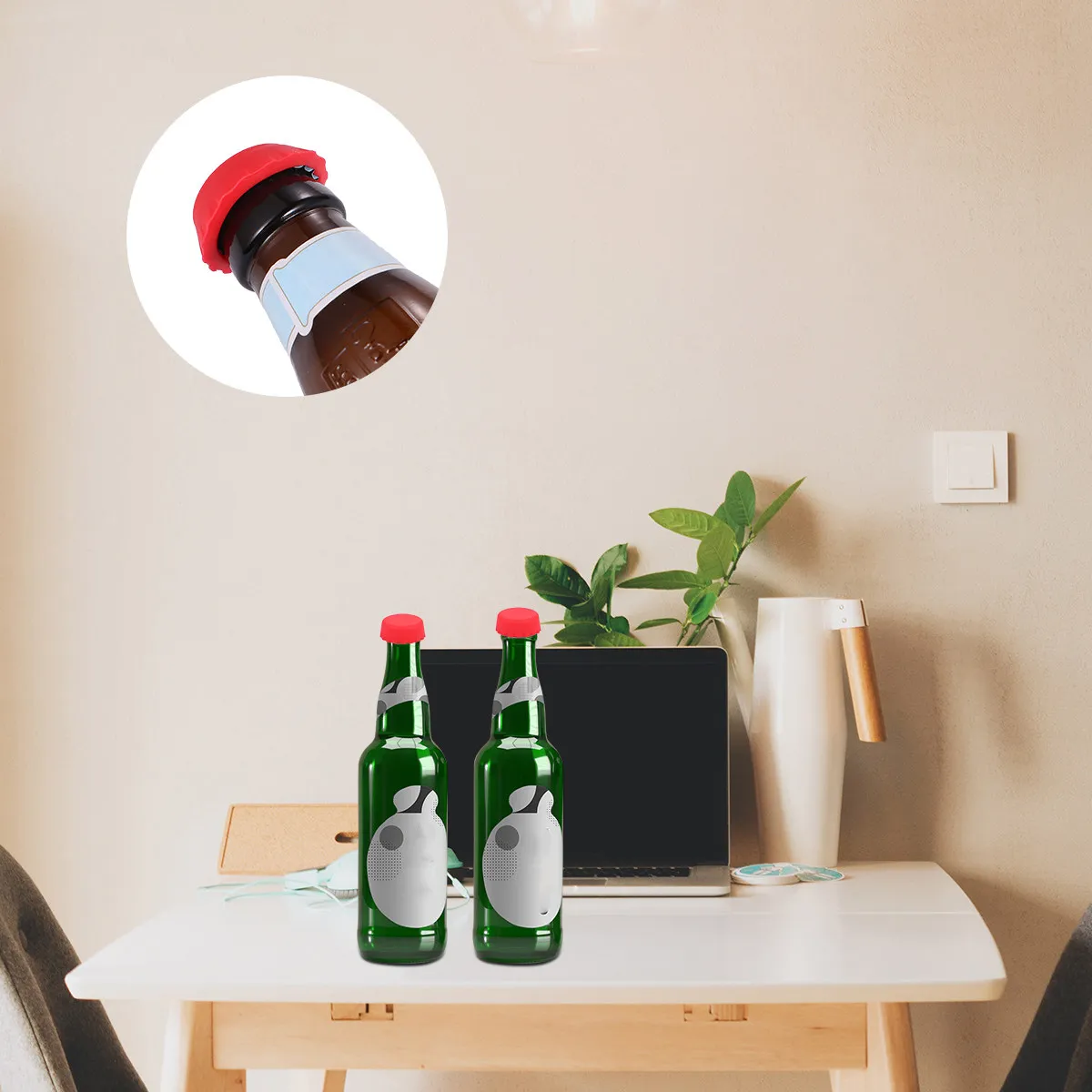 6Pcs Premium Food Grade Silicone Beer Bottle Cap Tight Seal No Leak Freshness Keeper for Home Bar Restaurant Glass Bottles