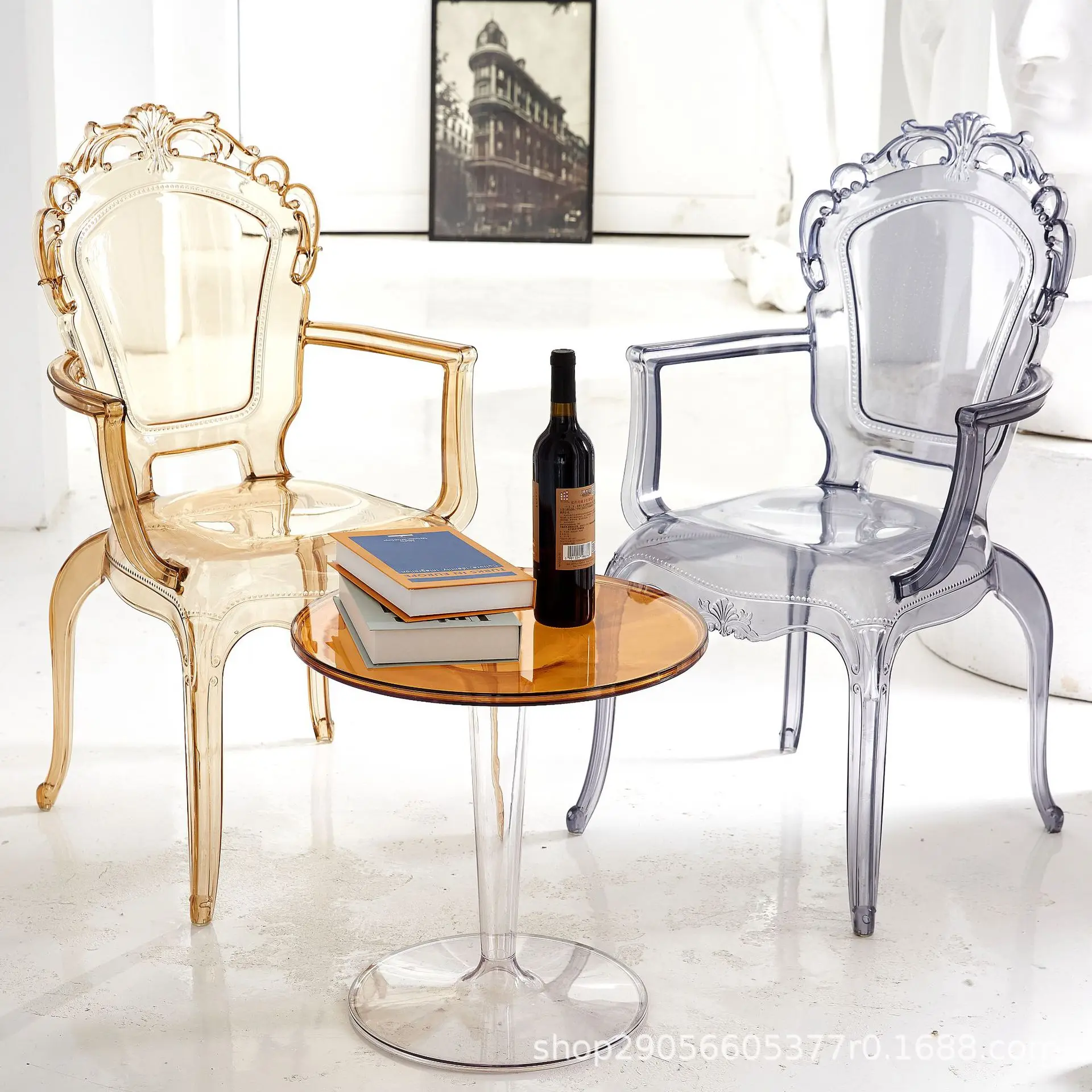

Nordic Transparent Acrylic PC Dining Chair Creative Casual Plastic Wedding Seating Manufacturer Wholesale