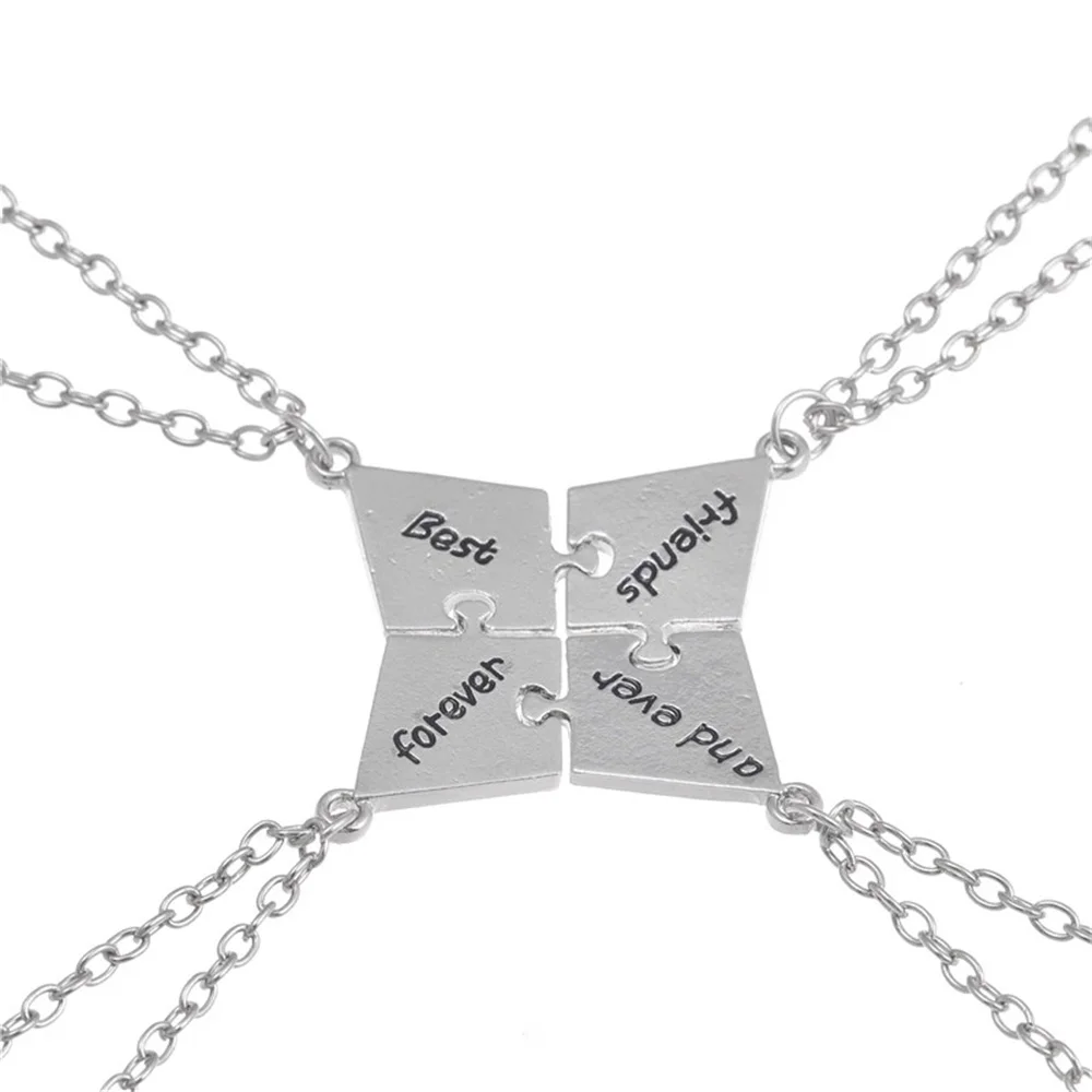 4Pcs/Set Best Friend Forever and Ever Necklace For Women Men Alloy Metal Creative BFF Pendant Necklace Jewelry Accessories Gift