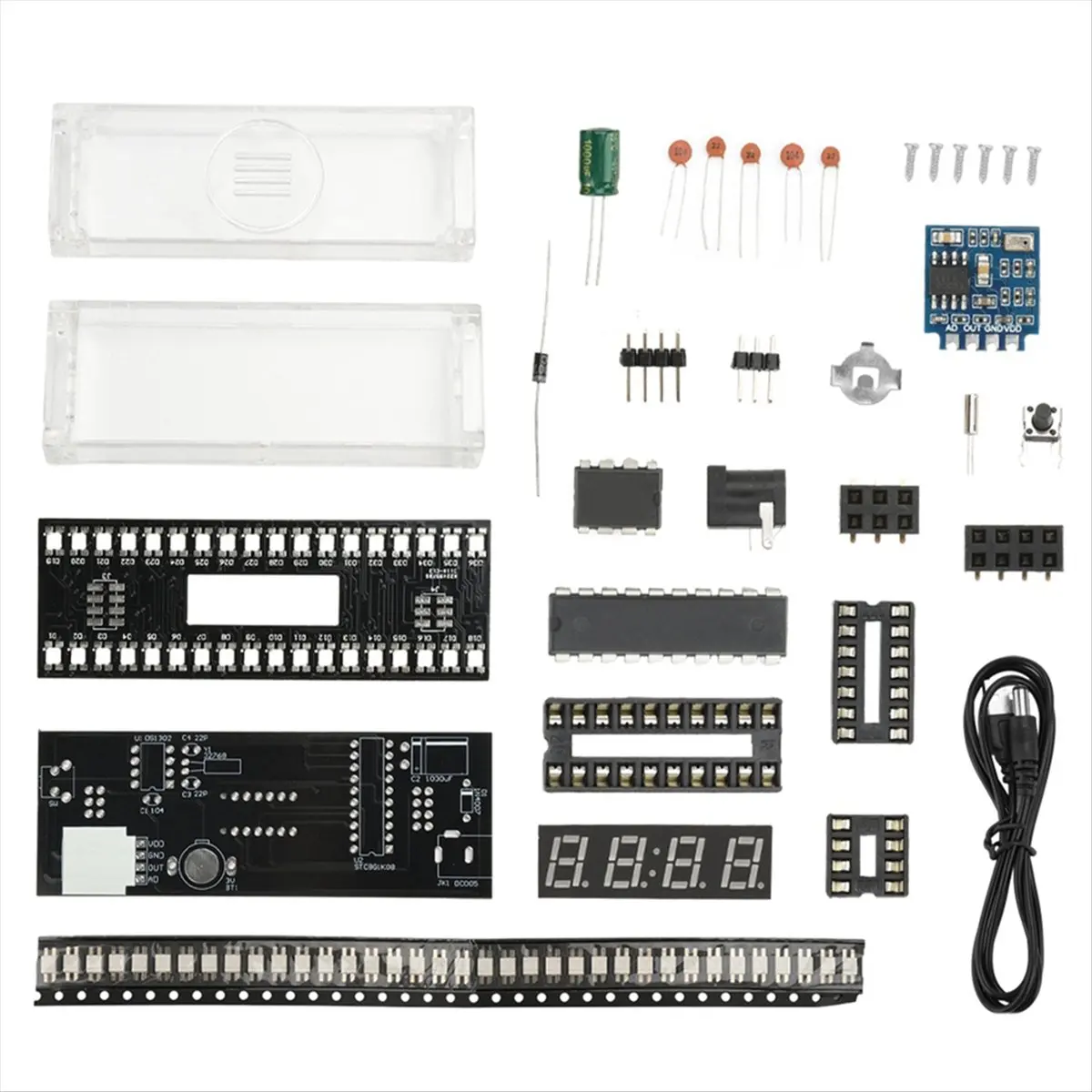【~ NEW A01R】DC 5V Colorful LED Sound Control Spectrum Rhythm Light Module Digital Clock Electronic DIY Welding Practice Kit