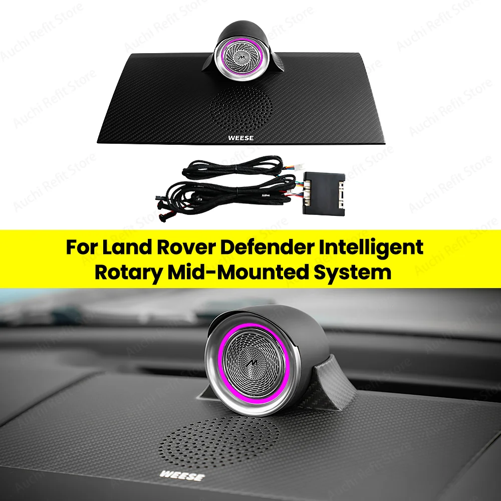 Auchi WEESE Dry Carbon Fiber Instrument Rotating Center Speaker For Land Rover Defender 2020-2026 10 Colors Ambient Light Car