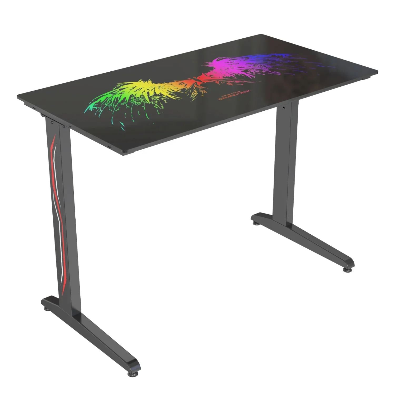 Factory wholesale custom black gaming computer desk large desktop rgb led light game desks high quality gaming room setup