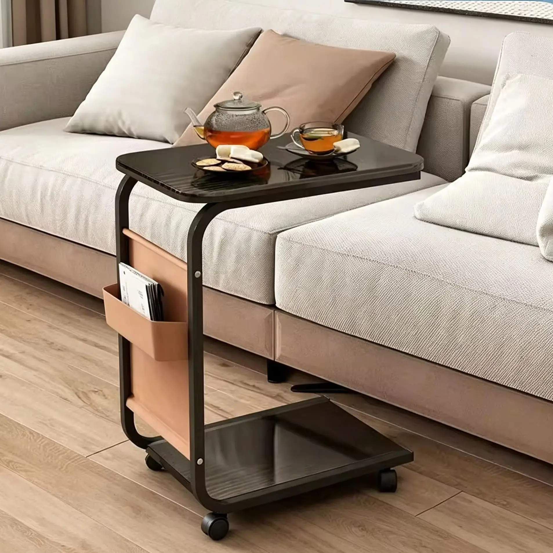 Modern Removable Storage Cart Multifunctional Sofa Side Cabinet Mini Bedside Table Living Room Organizer Rack
