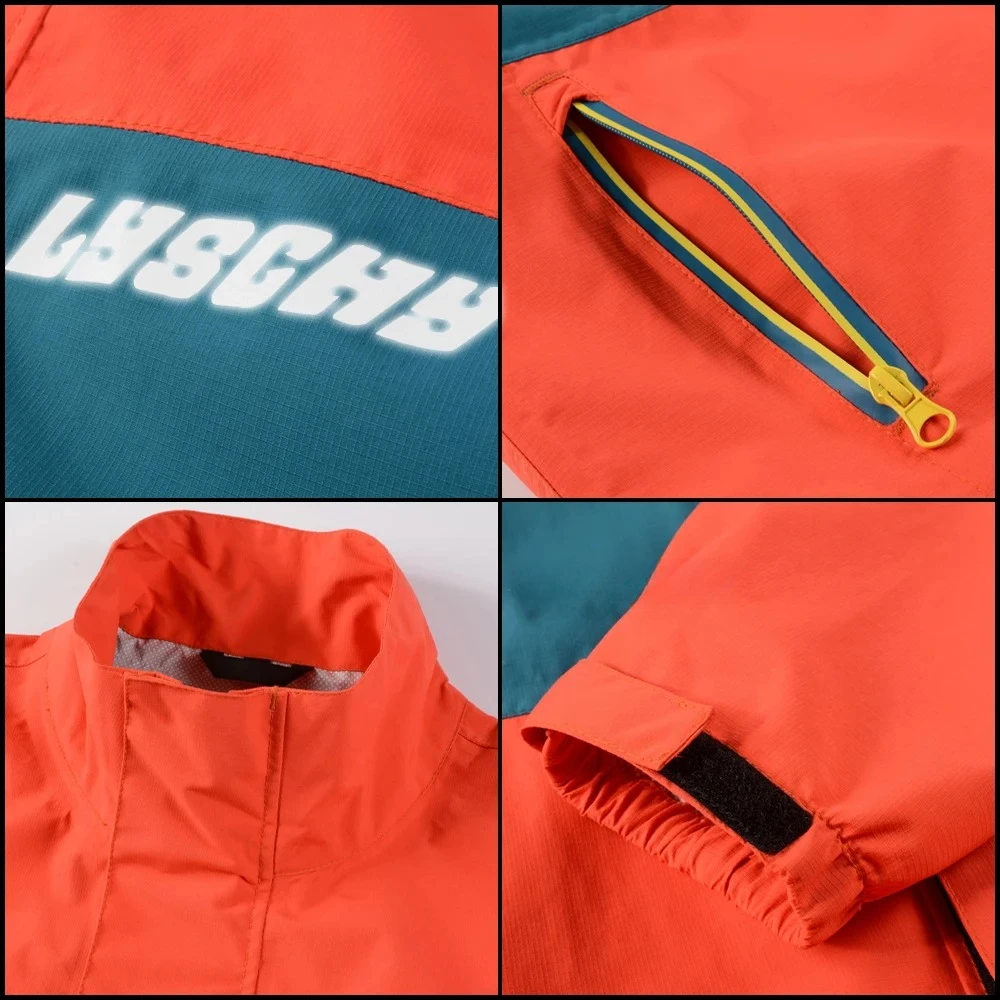 LYSCHY Motorcycle Riding Raincoat Set Strength Waterproof  Motocross Biker Split Rainsuit Reflective Jacket Moto Rain Pants