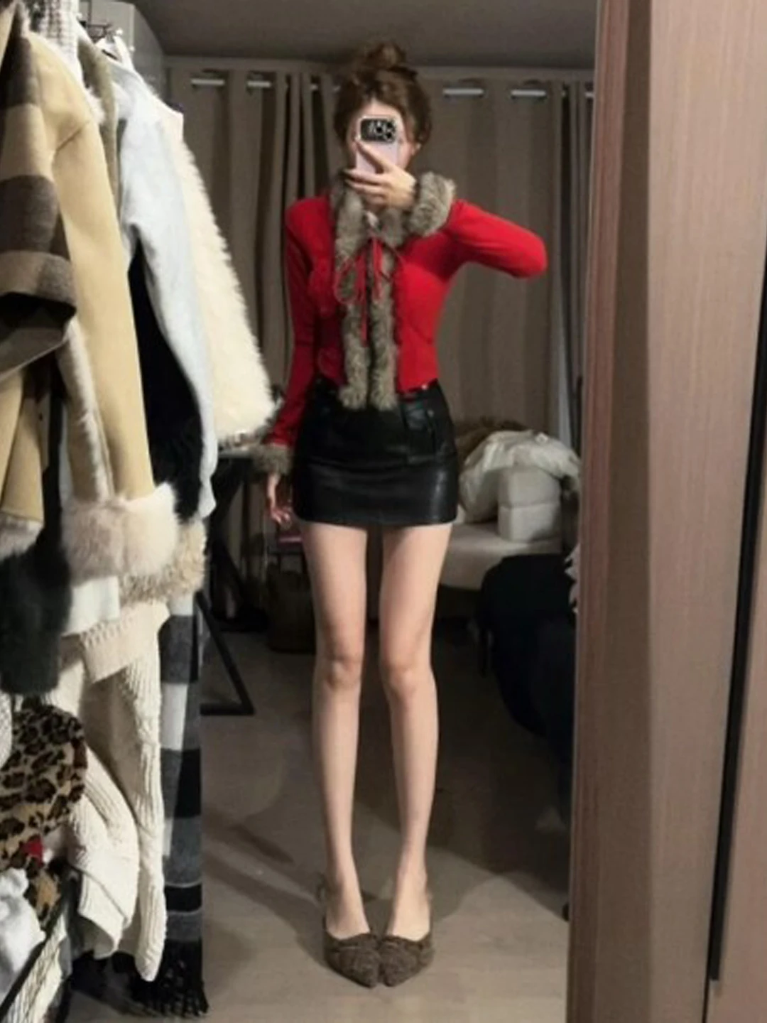 

Ретро-свитер женский облегающий красного цвета, весна 2026, модный повседневный вязаный топ для женщин