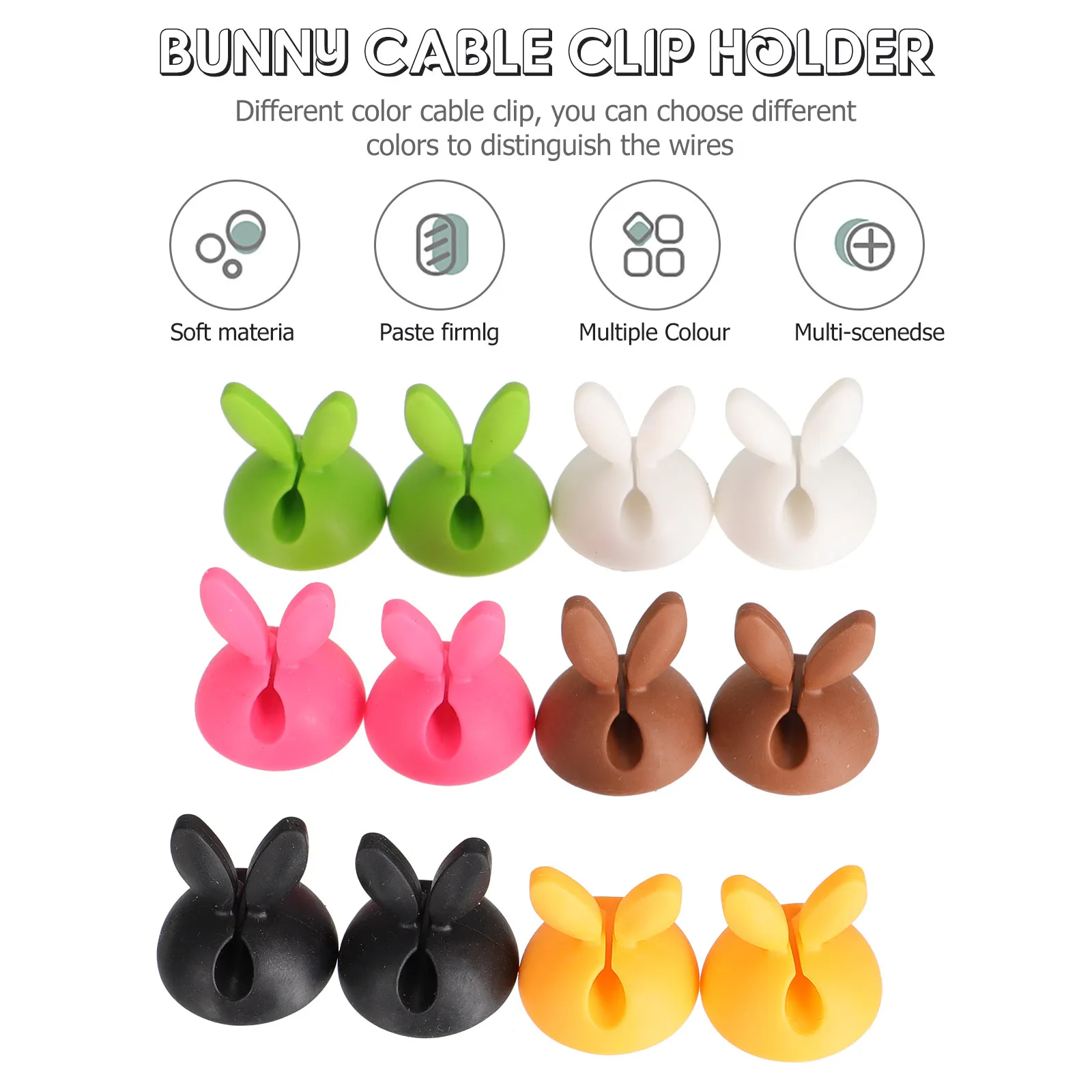 12Pcs Premium Silicone Cable Organizers Color Assorted Wire Holders for Desk Clutter Control Easy Remove No Residue