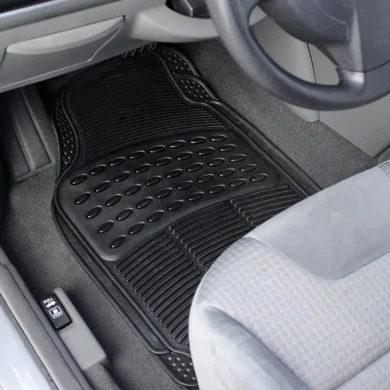 High Quality KAILUN Luxury Waterproof PVC Car Floor Mats Universal Fit 4-Piece Black+Silver