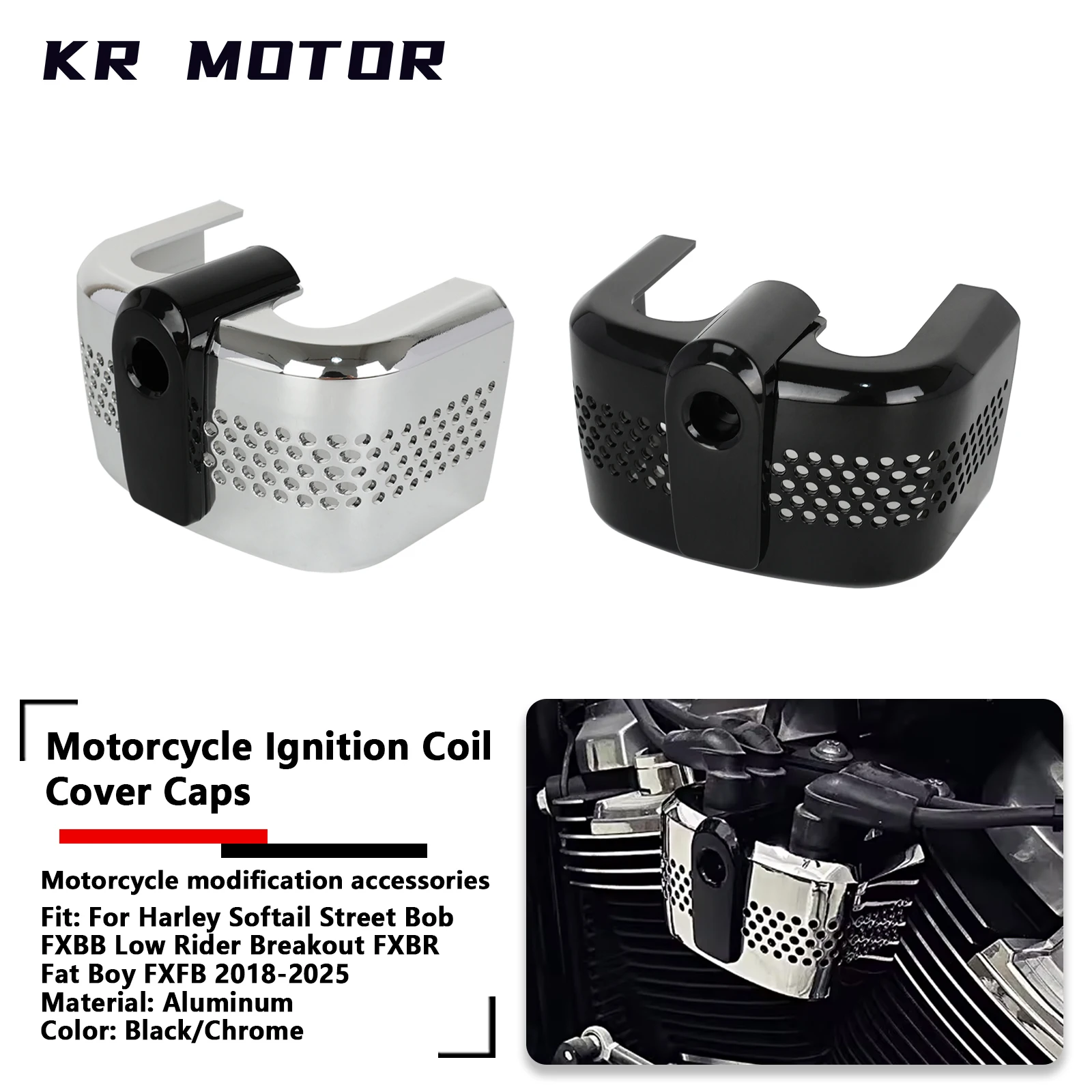 

Fits For Harley Softail Street Bob Breakout 114 Fat Boy FLFB FLHC FXLR 2018-2023 Motorcycle Metal Ignition Coil Protection Cover