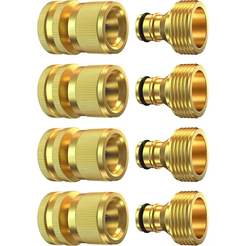 Brass Heavy Duty Water Hose Quick Connect Fittings Quick Release Hose Connector, Fit for 3/4'' Gardening Hoses