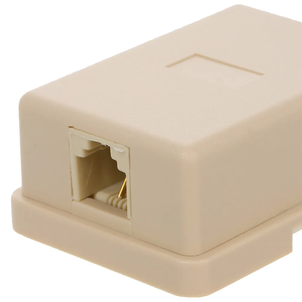 2Pcs Beige Single Hole Telephone Splitter Junction Box 4-Core Rj11 Compatible Line Splitter for Phone Fax Modem Clear Call