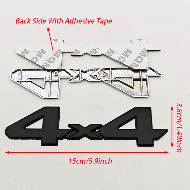 3D Metal Red Chrome Black Logo 4X4 Emblem Letters Decals Car Rear Trunk Badge For Toyota Tundra 4x4 Sticker Adhesive Accessories - view 3