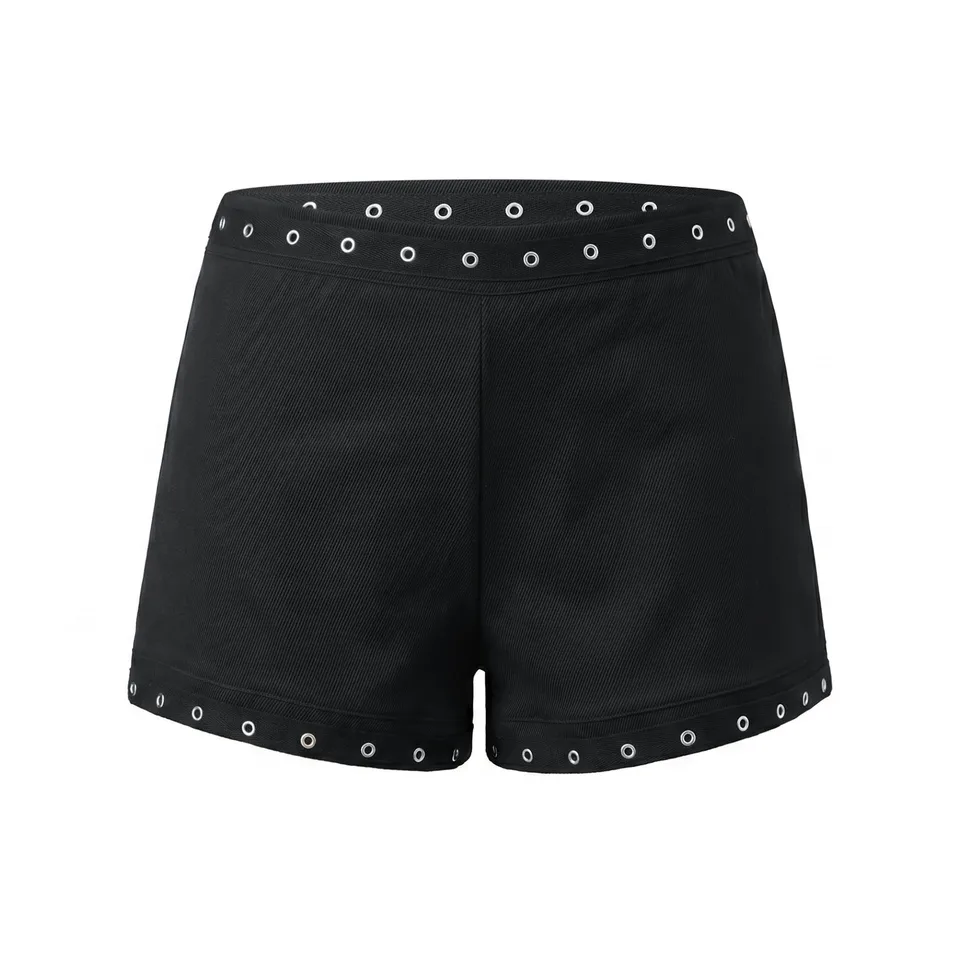 Black Casual Polyester Mini Shorts for Women