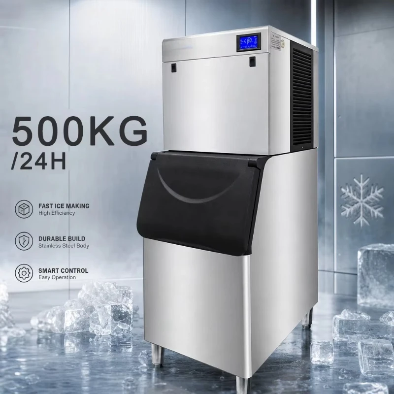Commercial Automatic Stainless Steel Ice Maker Machine 500kg Daily Output with 150kg Storage Capacity for Business