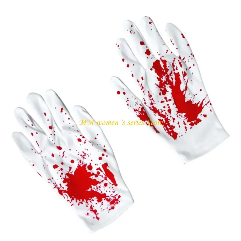 Q39C Orribili calze insanguinate Guanti schizzati sangue Calze alte calze Costume Halloween Accessorio cosplay per donna