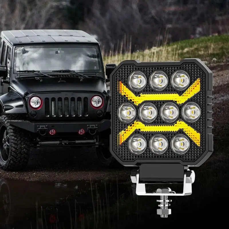 Square Tractor Lights LED Waterproof Off Road Lights 17W Auto Work Light Square Flood Light For Trucks Construction Vehicles