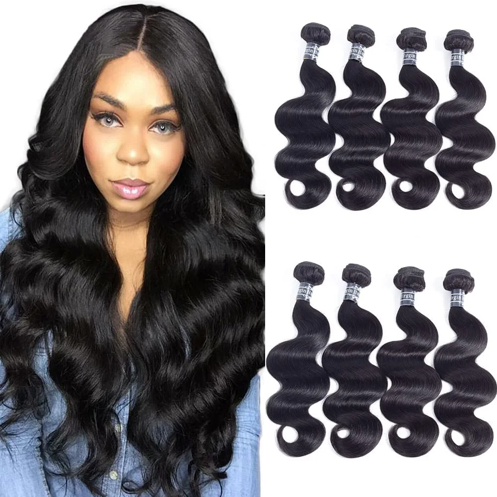 Body Wave Bundles Brazilian Human Hair 24 24 24 24 inch Body Wave Human Hair 100% Unprocessed Body Wave 4 Bundles Natural Black