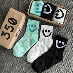 3pair/Box Women's Socks New Cute Socks Korean Style Gift Box Package Spring/Summer Smiling Men's Short Socks In Fashion