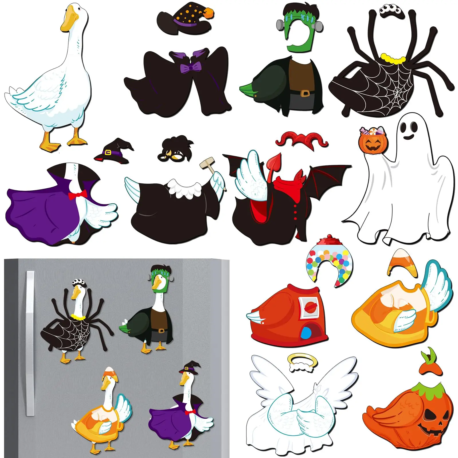 

15 Sets Goose Costume Magnet Funny Festival Goose Fridge Magnets for Refrigerators Toolboxes Lockers Home Decoration(Conventiona